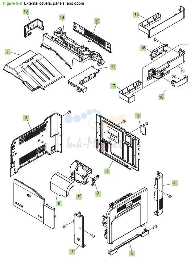 HP CM3530 Covers, Panels and doors printer parts diagram