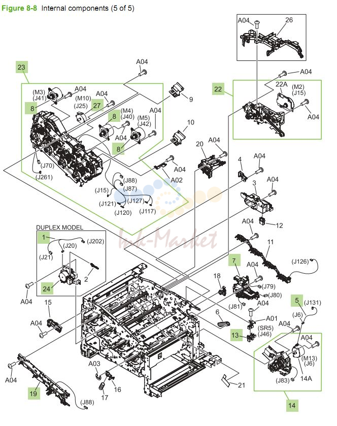 HP CM3530 Internal Components 5 of 5 printer parts diagram