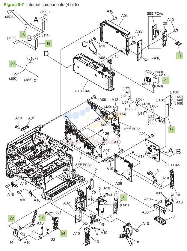 HP CM3530 Internal Components 4 of 5 printer parts diagram