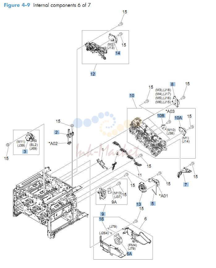 HP CM4540 Internal Components 6 of 7 printer parts diagram