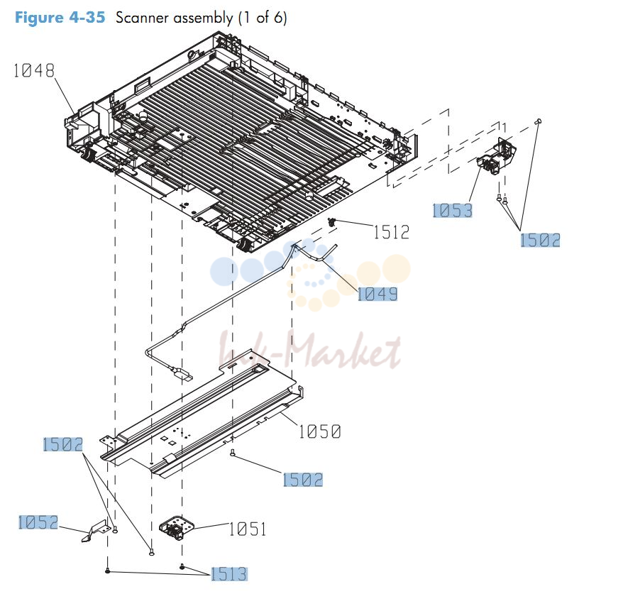 HP CM4540 Scanner assembly 1 of 6 printer parts diagram