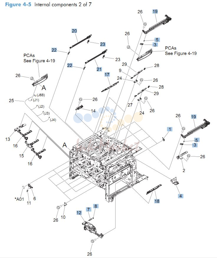 HP CM4540 Internal Components 2 of 7 printer parts diagram