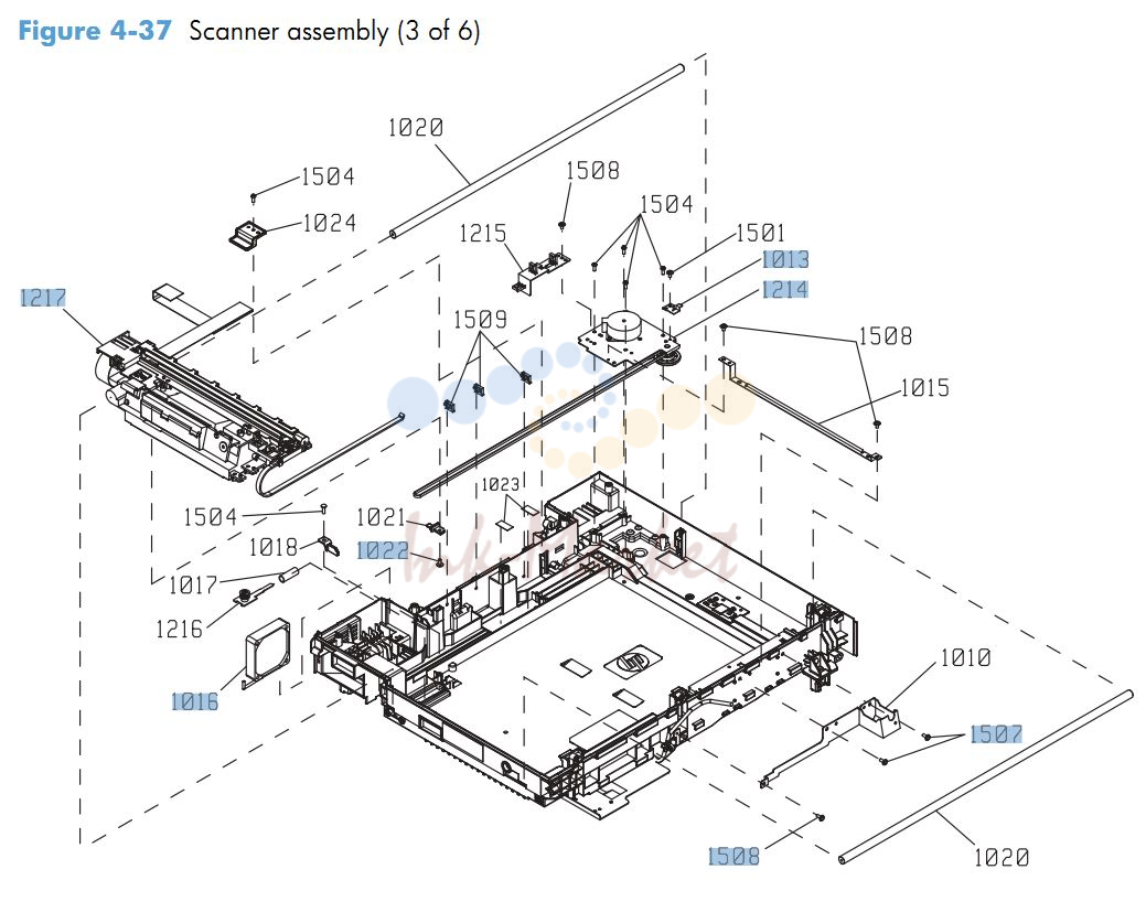 HP CM4540 Scanner assembly 3 of 6 printer parts diagram