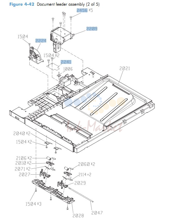HP CM4540 Document feeder assembly 2 of 5 printer parts diagram