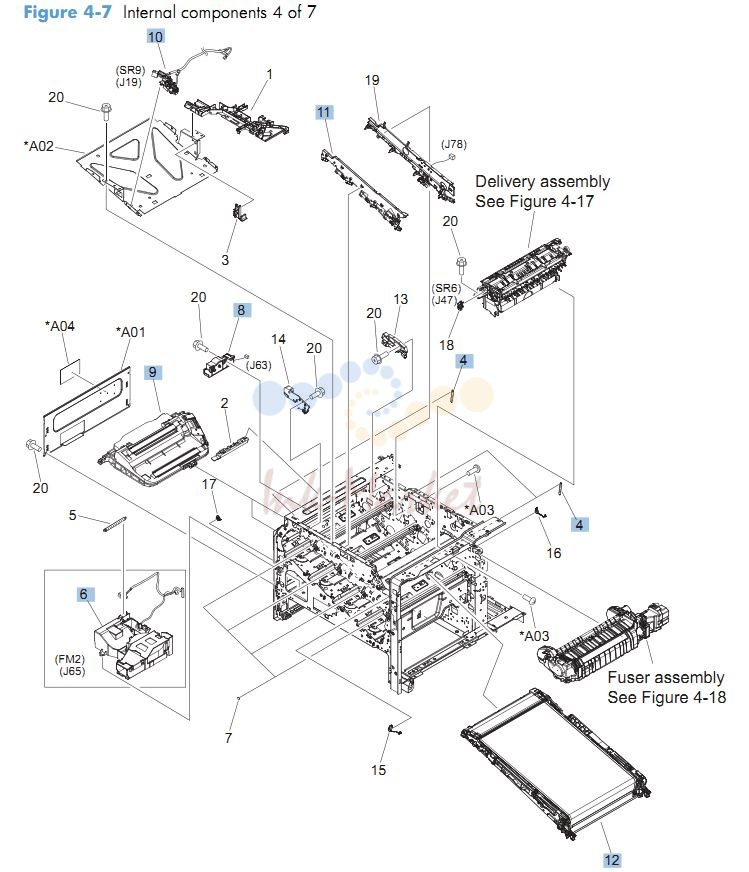 HP CM4540 Internal Components 4 of 7 printer parts diagram