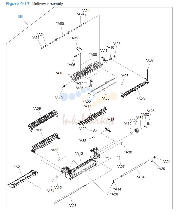 HP CM4540 Delivery assembly printer parts diagram