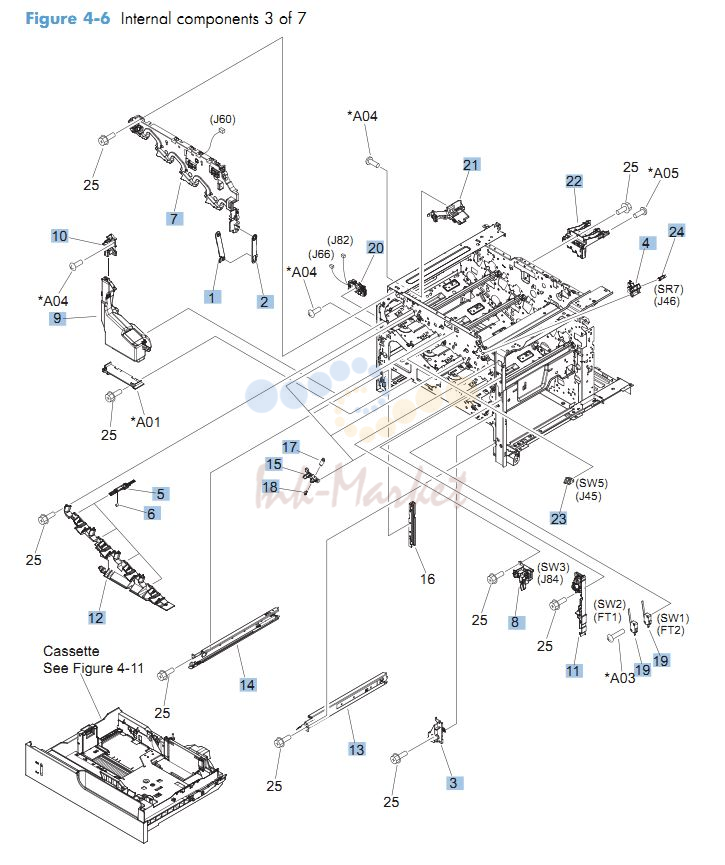 HP CM4540 Internal Components 3 of 7 printer parts diagram