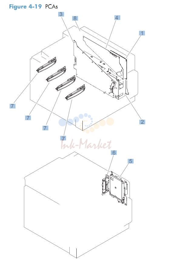 HP CM4540 PCA pritned circuit boards printer parts diagram