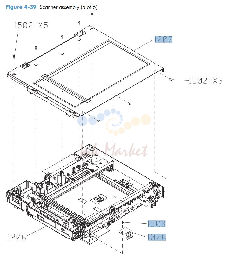 HP CM4540 Scanner assembly 5 of 6 printer parts diagram