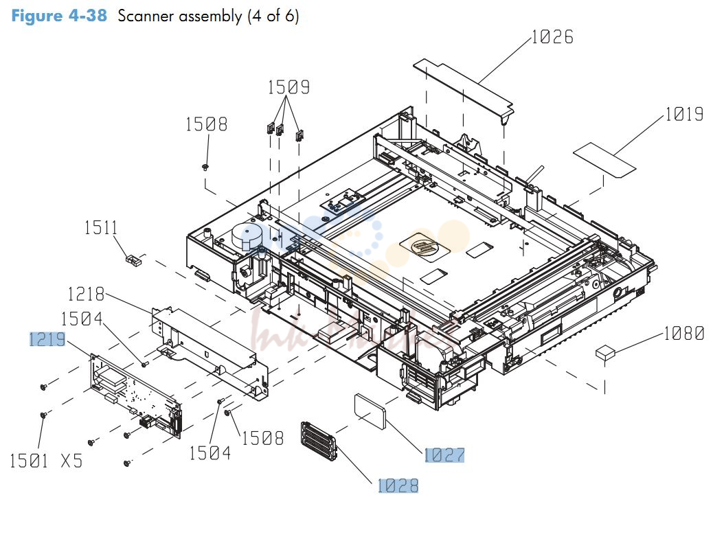 HP CM4540 Scanner assembly 4 of 6 printer parts diagram