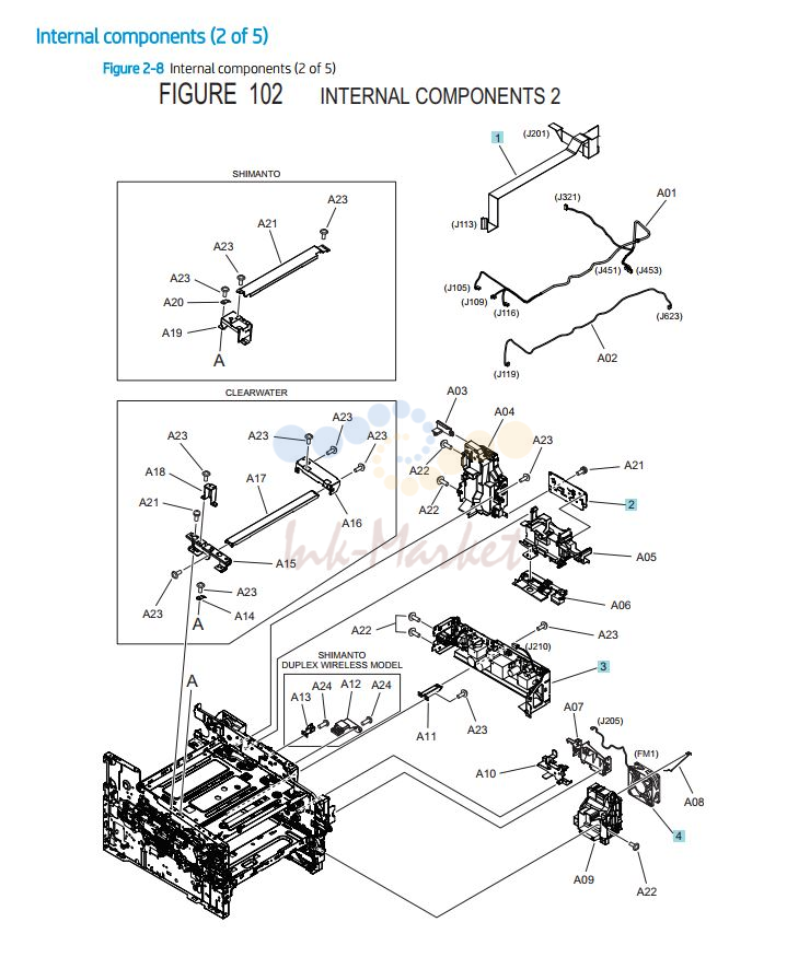 HP M454 M479 Internal Assemblies 2 of 5 printer parts diagram