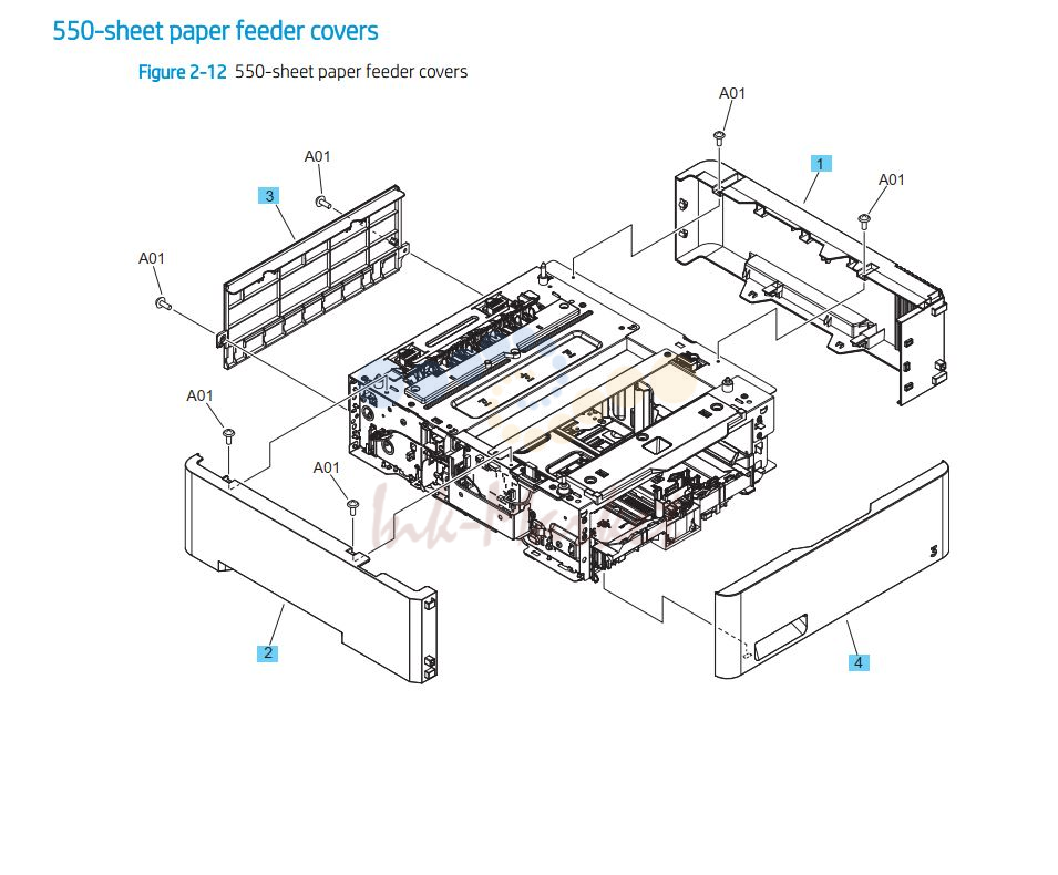 HP M454 M479 550 sheet paper feeder covers printer parts diagram