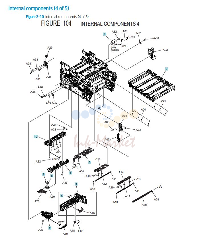 HP M454 M479 Internal Assemblies 4 of 5 printer parts diagram
