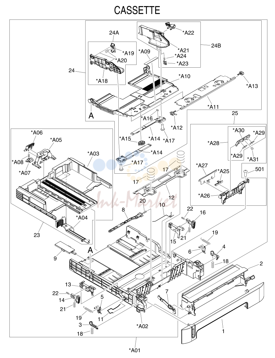 12. Figure 7-16 Tray 3 input tray (cassette)