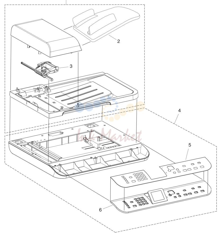 2. Figure 8-2 Scanner assembly (fax/memory-card models)