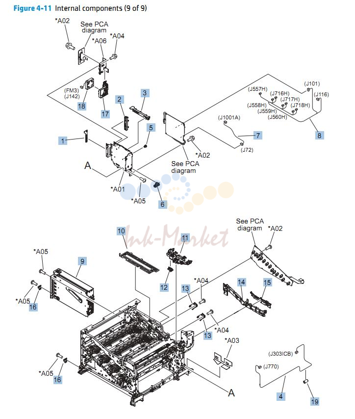 10. HP CP5525n Internal Components 9 of 9 printer parts diagram