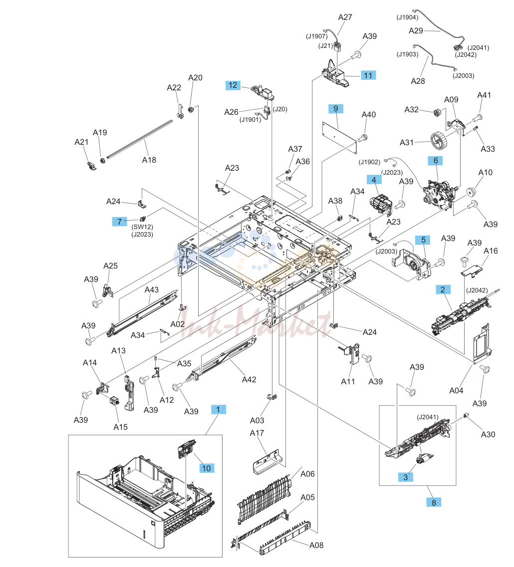 10. 550-sheet paper feeder main body