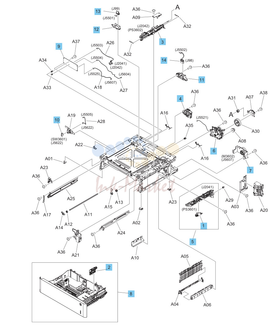 10. 550-sheet paper feeder main body