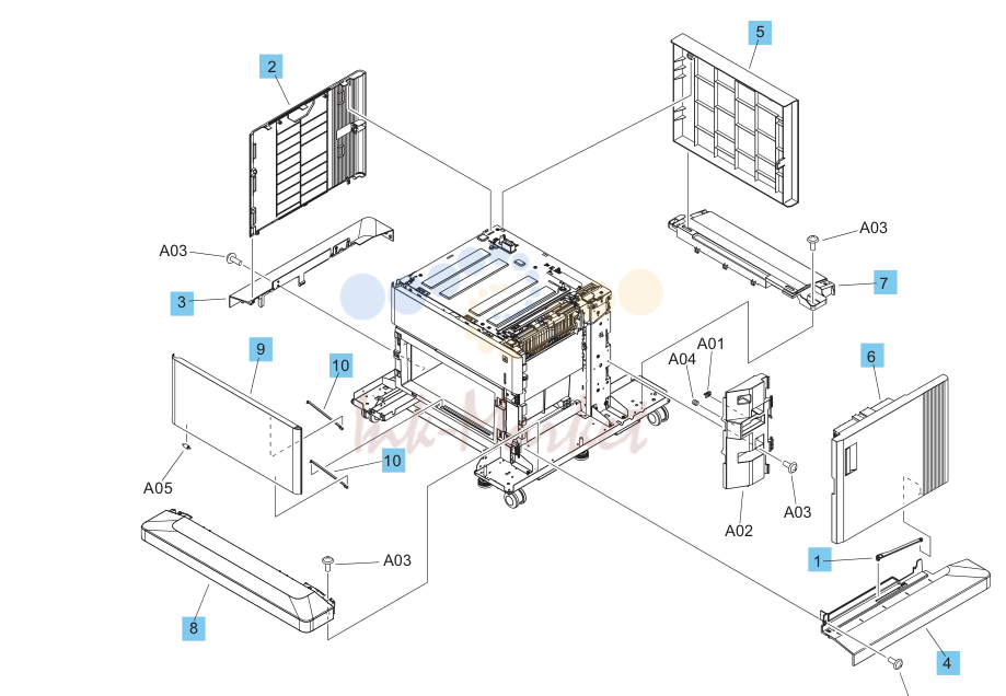 11. Parts and diagrams: 1x550-sheet feeder and stand