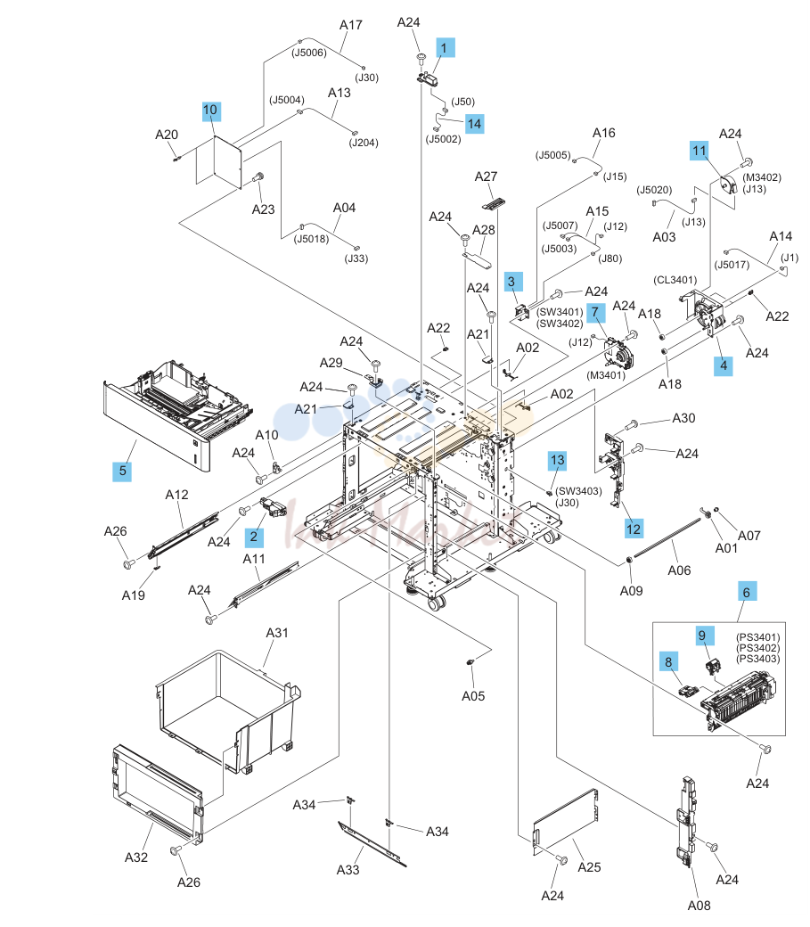 12. 1x550-sheet paper feeder main body