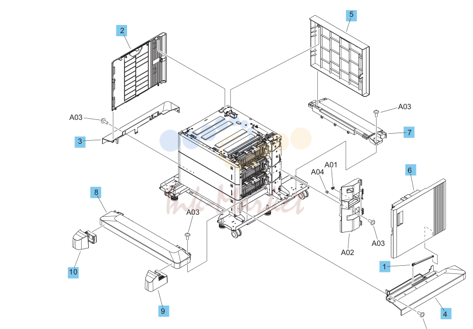 13. Parts and diagrams: 3x550-sheet feeder and stand