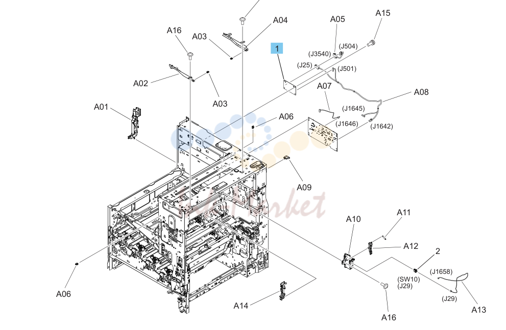 27. Parts and diagrams: Printer internal assemblies (M776zs; 9 of 9)