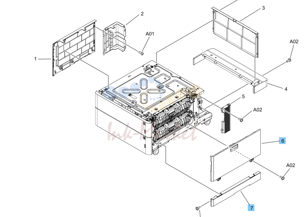 32. Parts and diagrams: 2x550-sheet tray components