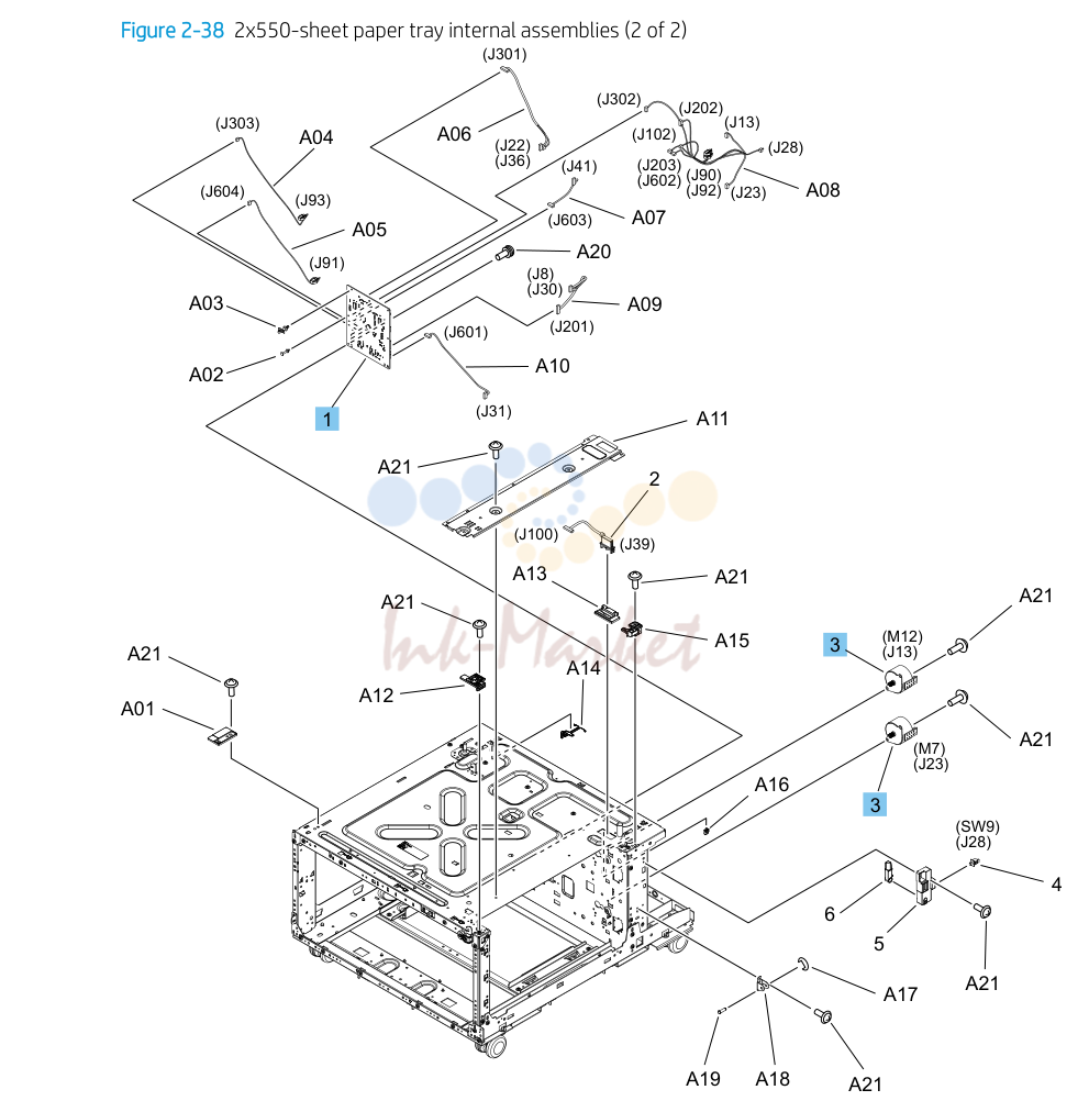33. Parts and diagrams: 2x550-sheet paper tray internal assemblies (2 of 2)