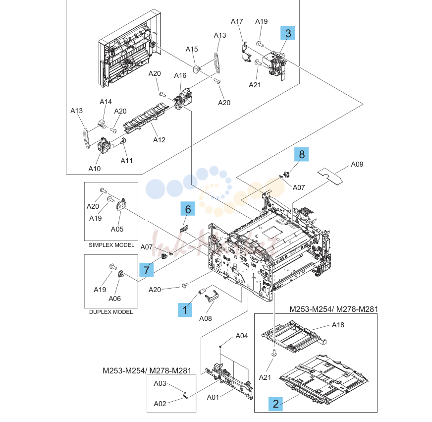 8. Parts and diagrams: Internal components