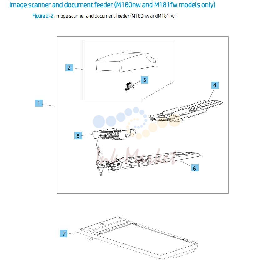 13. HP M180nw M181fw Image scanner document feeder assembly