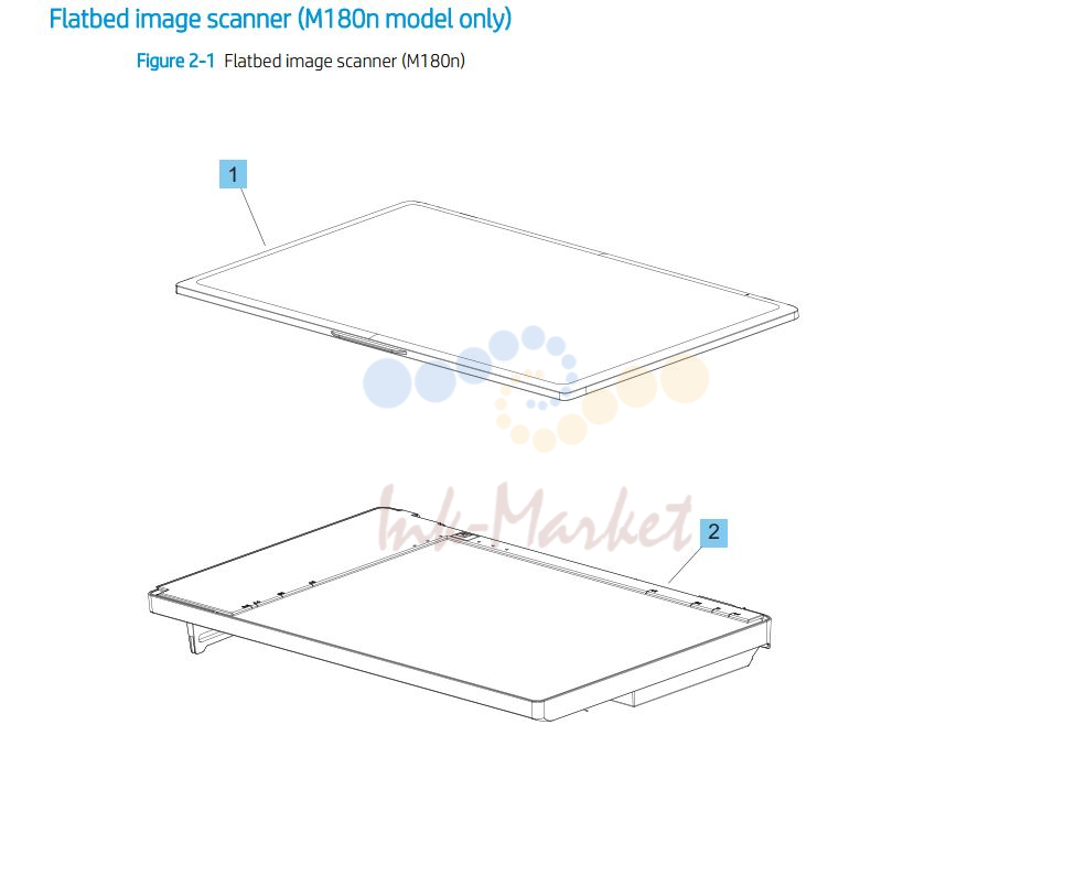 12. HP M180n Flatbed Image scanner assembly