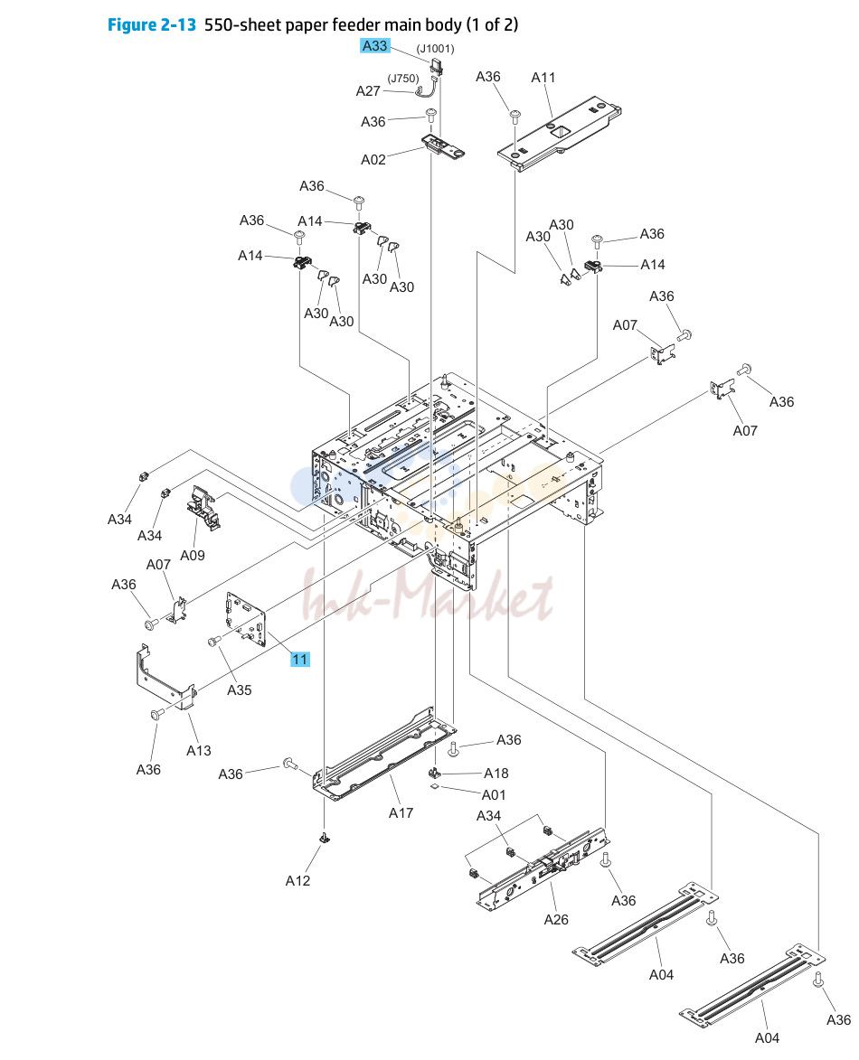 10. 550-sheet paper feeder main body (1 of 2)