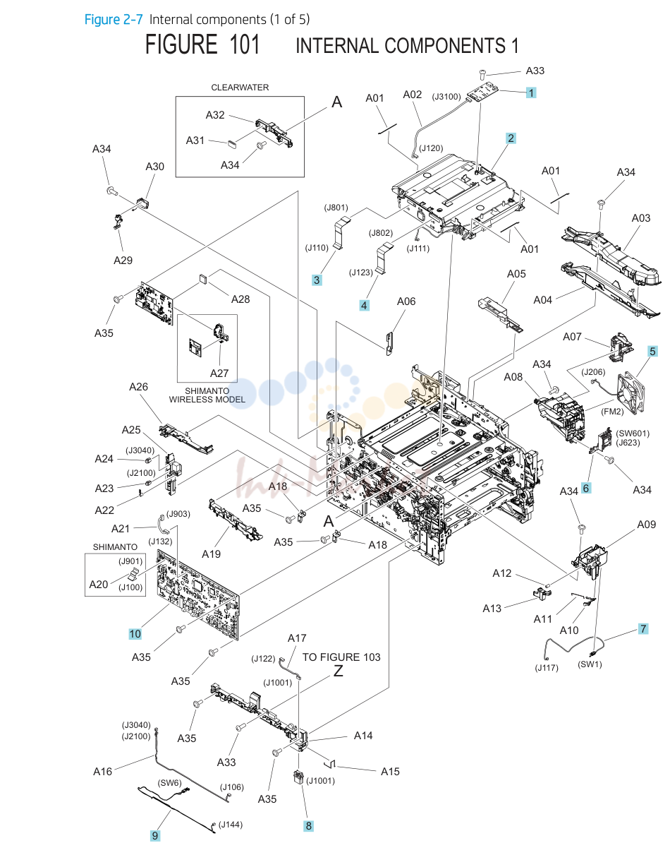 4. Parts and diagrams: Internal components