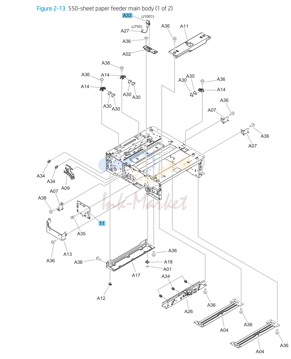 10. 550-sheet paper feeder main body (1 of 2)