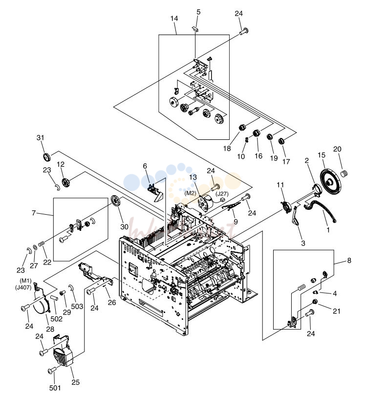 4. HP M3027 M3035 Internal assemblies 2 of 5 printer parts diagram