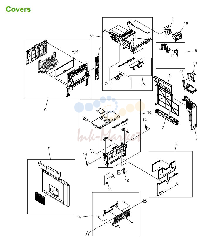 2. P M3027 M3035 Covers, Panels and doors printer parts diagram