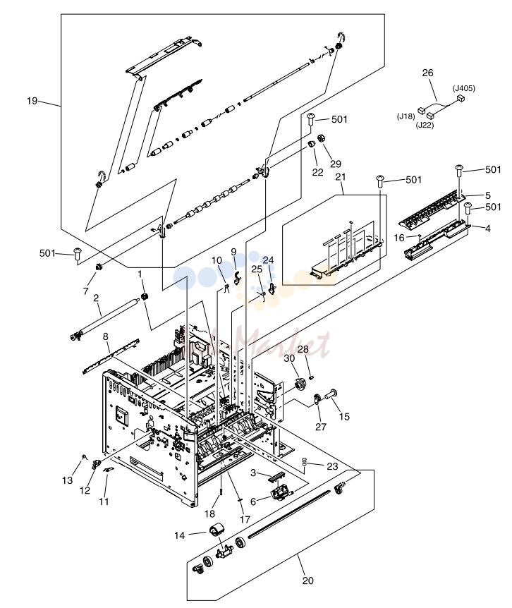 5. HP M3027 M3035 Internal assemblies 3 of 5 printer parts diagram