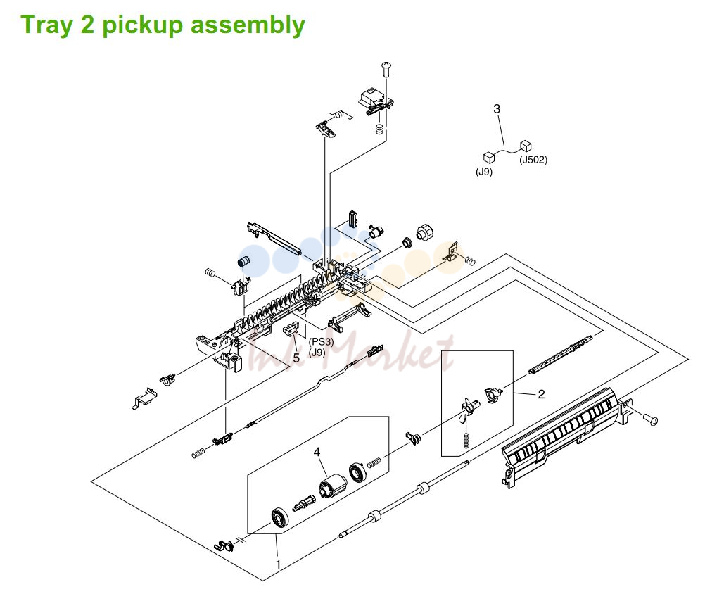 9. HP M3027 M3035 Tray 2 pickup assembly printer parts diagram