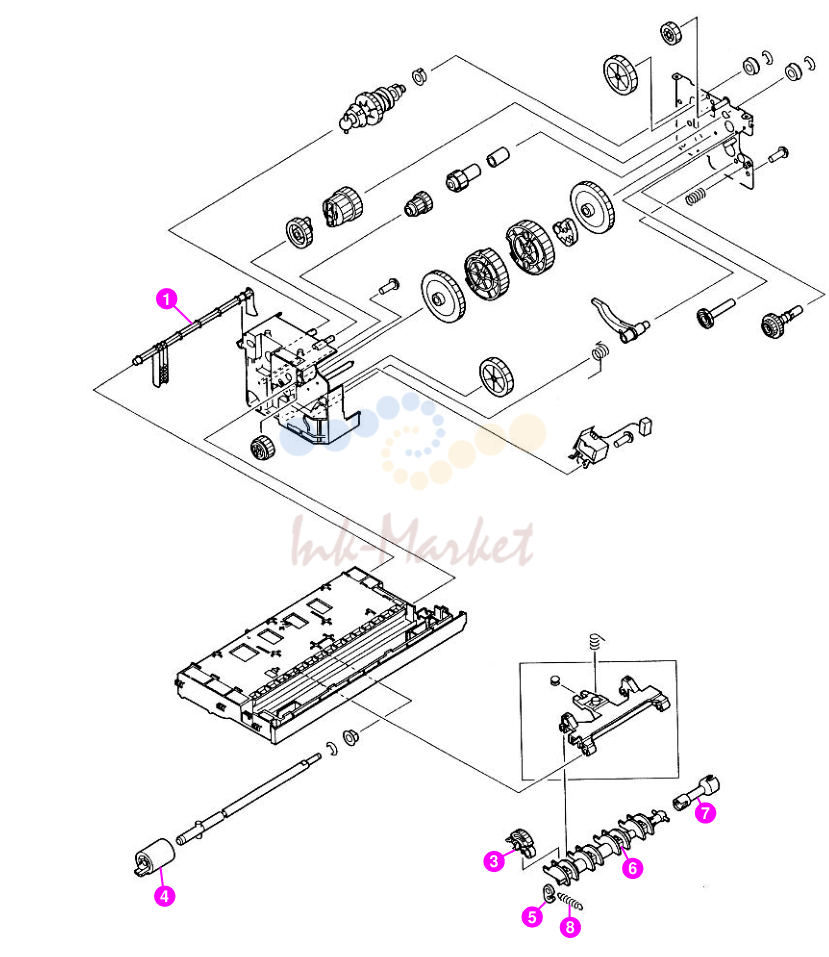 10. Figure 136. Paper pickup guide assembly of optional 500-sheet feeder