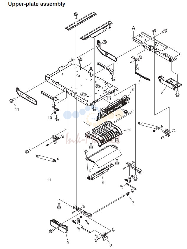 7. HP 4345 Q3942A 4345x Q3943A 4345xs Q3944A 4345xm Q3945A Upper plate assembly