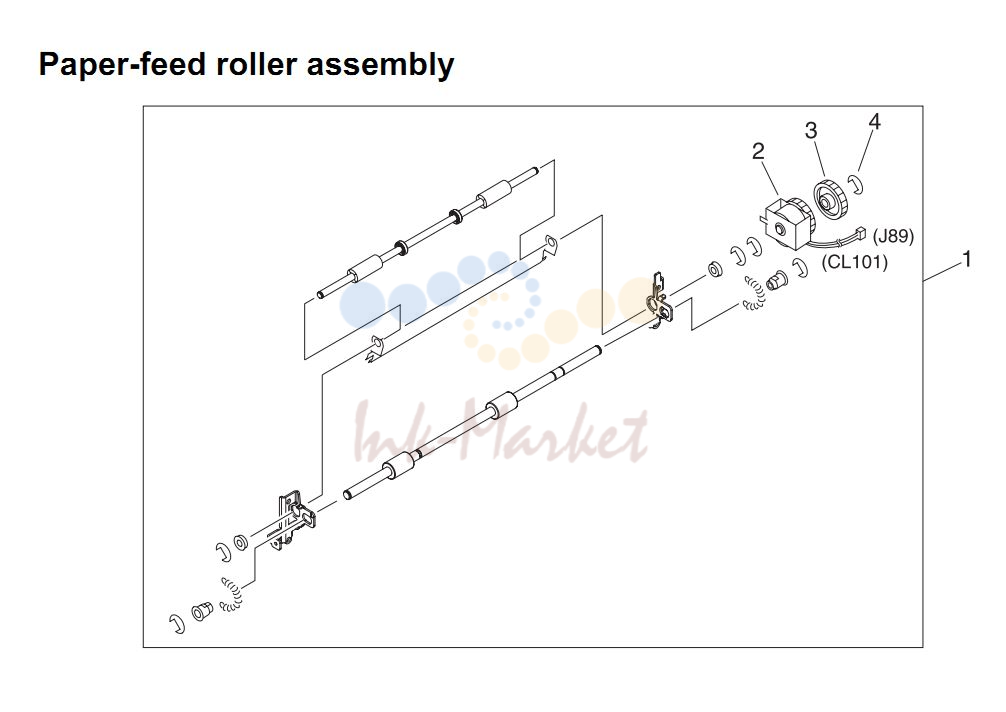 15. HP 4345 Q3942A 4345x Q3943A 4345xs Q3944A 4345xm Q3945A Paper feed roller assembly
