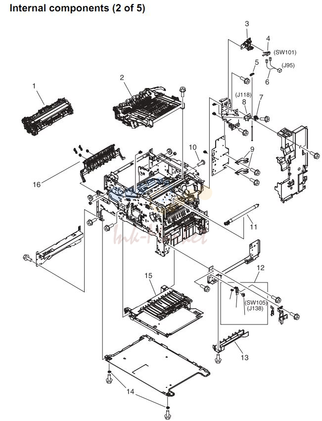 9. HP 4345 Q3942A 4345x Q3943A 4345xs Q3944A 4345xm Q3945A Internal components 2 or 5