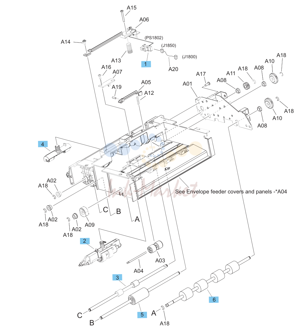 10. Envelope feeder internal components (1 of 2)