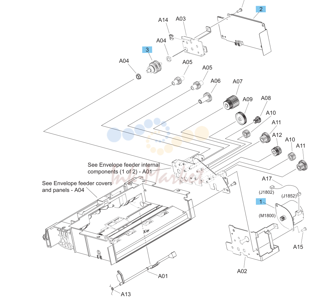 11. Envelope feeder internal components (2 of 2)