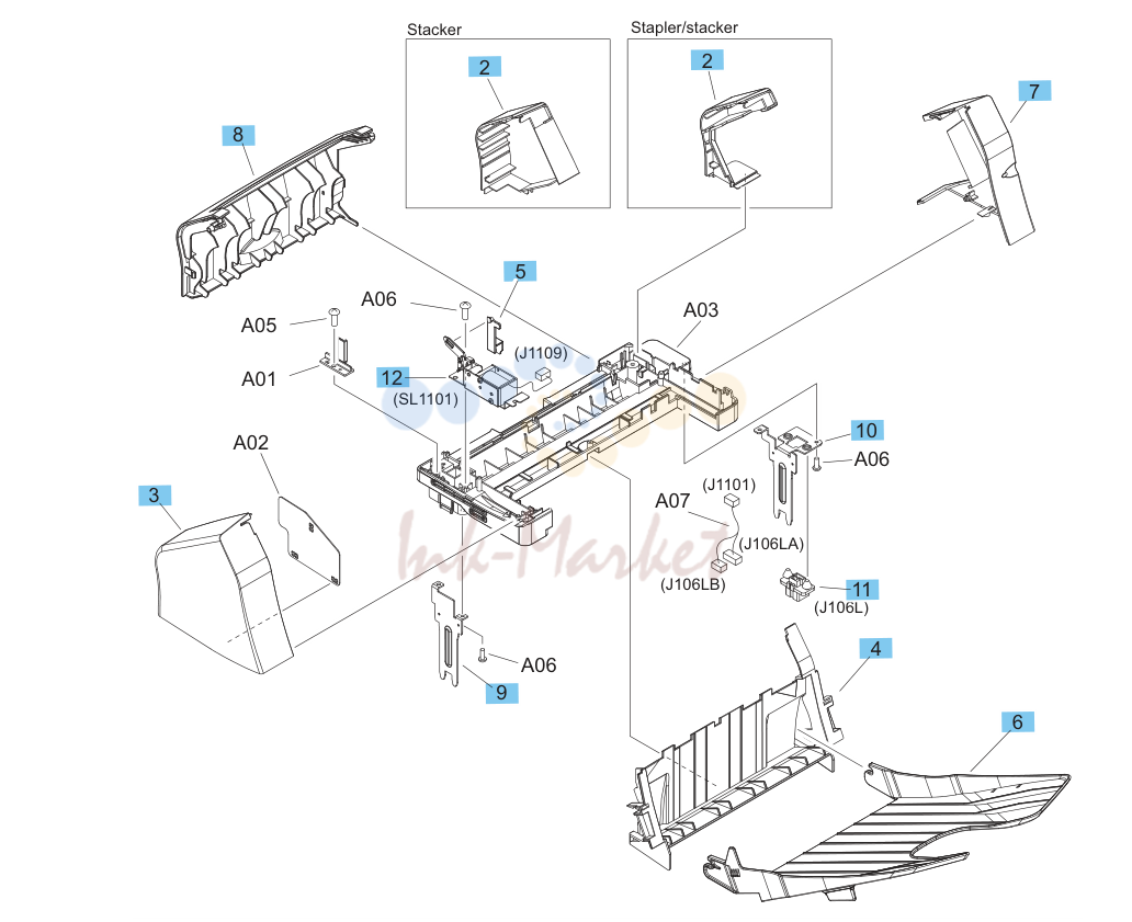 20. Stacker and stapler/stacker