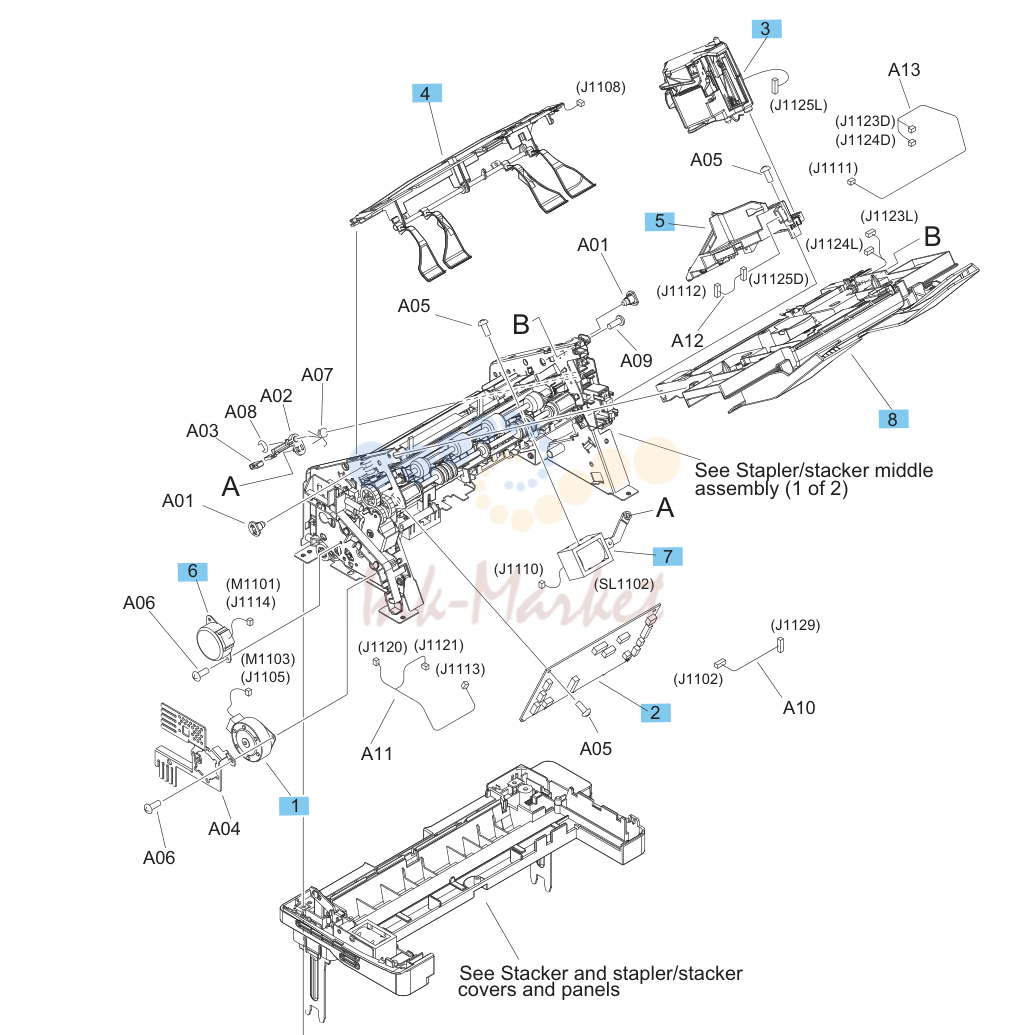 21. Stapler/stacker main body