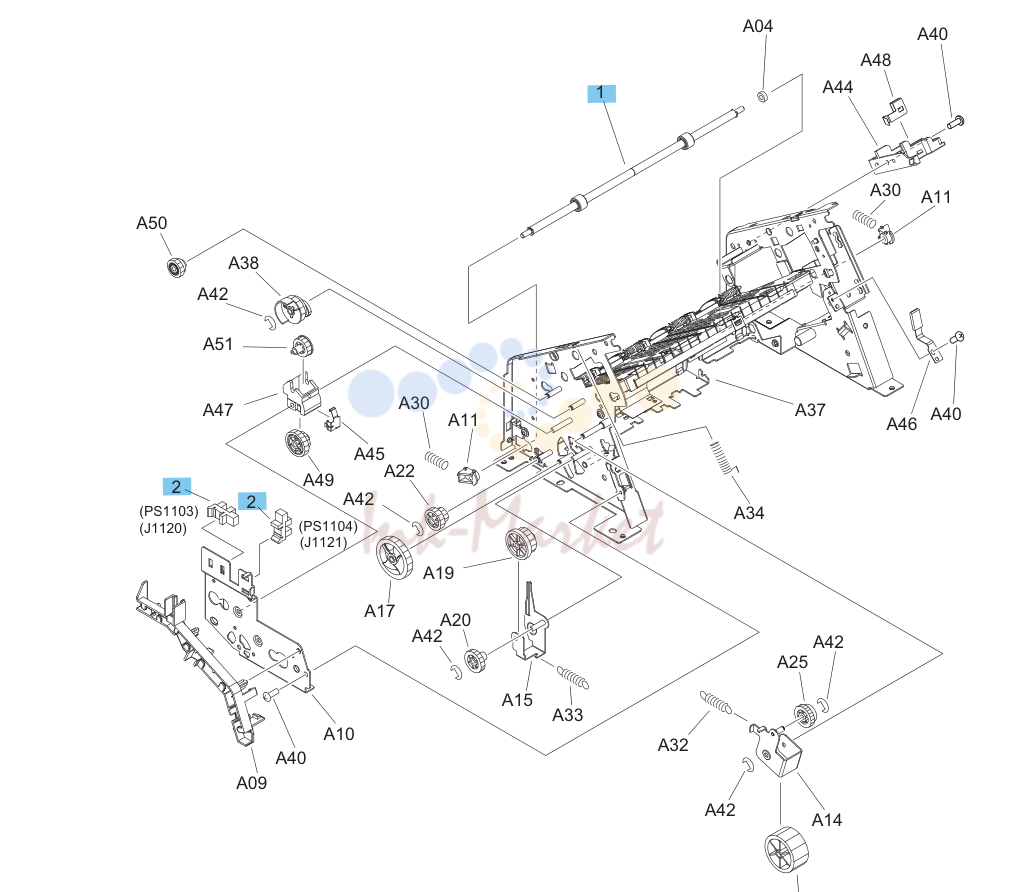 24. Stapler/stacker middle assembly (2 of 2)