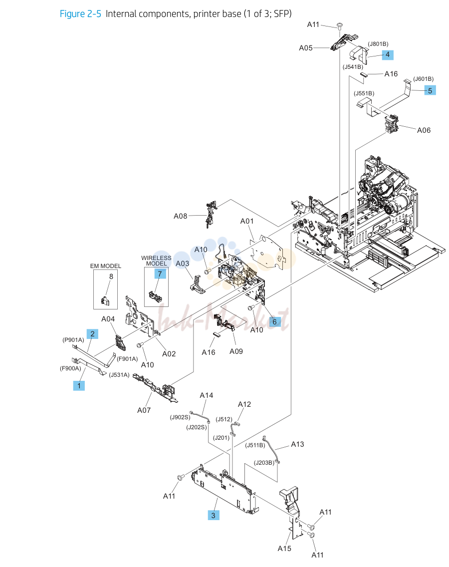 5. Internal components, printer base