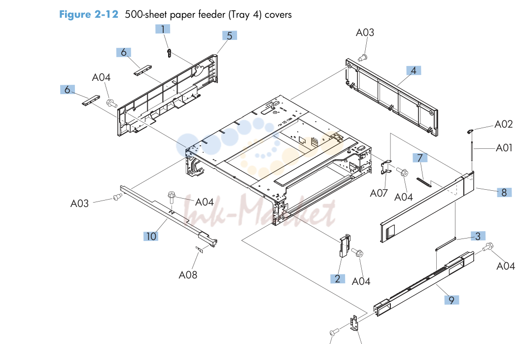 7. 500-sheet paper feeder (Tray 4)