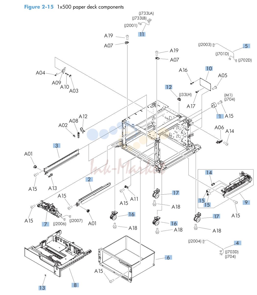 10. 1x500 paper deck components